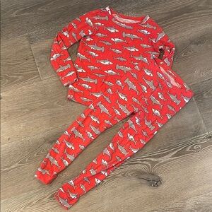 Coral red Shark Print boys Pajamas